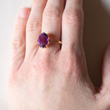 Anello vintage da cocktail in oro 18K con ametista (3ct ca.), anni '60