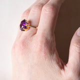 Anello vintage da cocktail in oro 18K con ametista (3ct ca.), anni '60