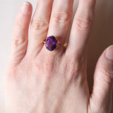 Anello vintage da cocktail in oro 18K con ametista (3ct ca.), anni '60