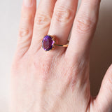 Anello vintage da cocktail in oro 18K con ametista (3ct ca.), anni '60