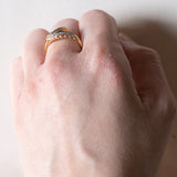 Anello vintage in oro 18K con zaffiri (0.16ctw ca.) e diamanti (0.28ctw ca.), anni '70