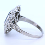 Anello vintage in platino con diamanti (1.25 ct) e zaffiro di 6 ct , anni 60