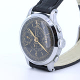Orologio cronografo da polso vintage con quadrante nero, anni '40