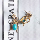 Orecchini vintage in oro 14K con turchesi, anni '60/'70
