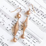 Orecchini antichi in oro 14K con diamanti, anni '40