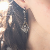 Boucles d'oreilles Art Déco en or 18 carats et argent avec diamants, années 1930