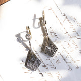 Boucles d'oreilles Art Déco en or 18 carats et argent avec diamants, années 1930