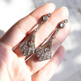 Boucles d'oreilles Art Déco en or 18 carats et argent avec diamants, années 1930