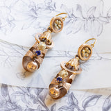 Boucles d'oreilles Bourbon en or 14 carats avec pâte de verre bleue, seconde moitié du XIXe siècle