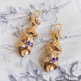 Boucles d'oreilles Bourbon en or 14 carats avec pâte de verre bleue, seconde moitié du XIXe siècle