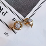 Orecchini vintage in oro 14K con diamanti, anni '50/'60
