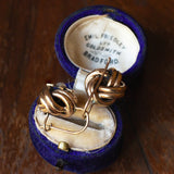 Orecchini inglesi vittoriani in oro 9K con smalti blu e perla, seconda metà dell'800