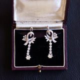 Orecchini vintage in oro bianco 18K con diamanti (oltre 1.20ctw ca.), anni '60/'70