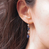 Orecchini in stile antico in oro 9K e argento, con zaffiri e diamanti - Antichità Galliera