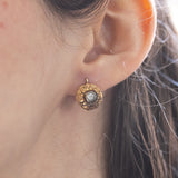 Orecchini antichi in oro 18K e argento con diamanti di taglio vecchia miniera, anni '40
