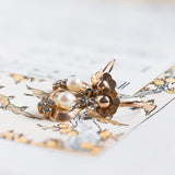 Orecchini vintage in oro 18K con perla e spinelli azzurri, anni '60