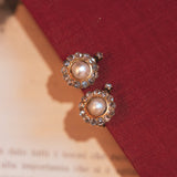 Boucles d'oreilles anciennes en or 18 carats avec perle et diamants, début des années 1900