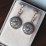 Orecchini antichi in oro 18K e argento con rosette di diamante, primi del Novecento - Antichità Galliera