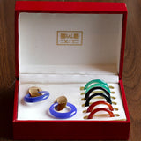 Set of 18K gold interchangeable earrings with agate, 1970s