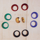 Set of 18K gold interchangeable earrings with agate, 1970s