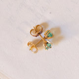 Orecchini punto luce vintage in oro 18K con smeraldi, anni '60