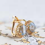 Orecchini vintage in oro 18K con spinello azzurro, anni '70
