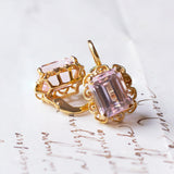 Orecchini in oro 18K con zaffiri rosa sintetici, anni '60