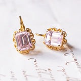 Orecchini in oro 18K con zaffiri rosa sintetici, anni '60