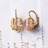 Orecchini in oro 18K con zaffiri rosa sintetici, anni '60