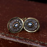Orecchini antichi in oro 18K e argento, con zaffiri e rosette di diamanete, anni '40/'50 - Antichità Galliera