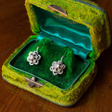 Orecchini antichi in oro bianco 18K con zirconi, anni '30/'40 - Antichità Galliera