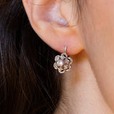 Orecchini antichi in oro bianco 18K con zirconi, anni '30/'40 - Antichità Galliera