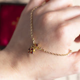 Collana vintage in oro 8K con granati, anni '50