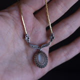 Vintage necklace in 18K gold with opal (3.50ct approx.) And diamonds (0.36ctw approx.), 60s / 70s
