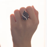 Vintage 14K gold ring with sapphires and diamonds, 1970s