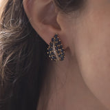 Orecchini vintage in oro 14K con zaffiri e diamanti, anni '70