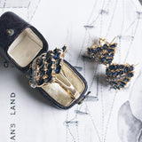 Vintage 14K gold ring with sapphires and diamonds, 1970s