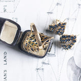Vintage 14K gold ring with sapphires and diamonds, 1970s