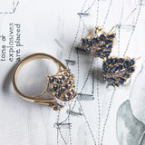 Vintage 14K gold ring with sapphires and diamonds, 1970s