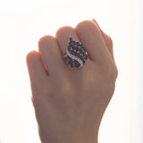 Vintage 14K gold ring with sapphires and diamonds, 1970s