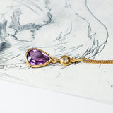 Pendentif vintage en or 18 carats avec améthyste et zircon et chaîne en or 18 carats, 1950