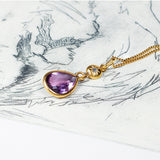 Pendentif vintage en or 18 carats avec améthyste et zircon et chaîne en or 18 carats, 1950