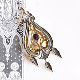 Ciondolo Borbonico in oro 9K con granato, seconda metà dell'800