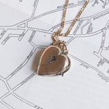 Pendentif photo ancien en or 9 carats avec rubis et saphir, début des années 1900