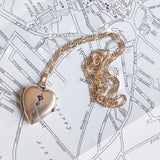 Pendentif photo ancien en or 9 carats avec rubis et saphir, début des années 1900