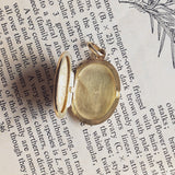 Portafoto vintage in oro 14K con smalti blu, anni '40/'50
