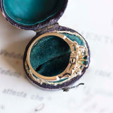 Anello in oro 14K con spinello e diamanti di taglio brillante, anni '40/'50