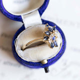 Vintage 14K gold ring with sapphires and diamonds, 1970s