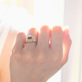 Anello vintage in oro 14K con rubino, anni '50/'60