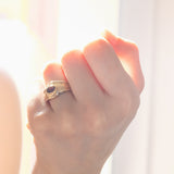 Anello vintage in oro 14K con rubino, anni '50/'60